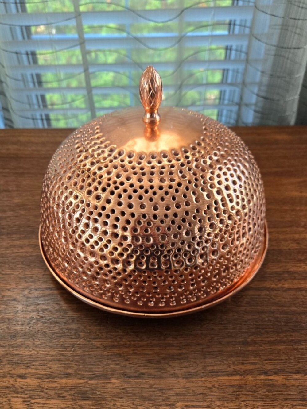 Copper Dome Candleholder Incense Burner VTG Pierced Copper Finish Bell Lantern